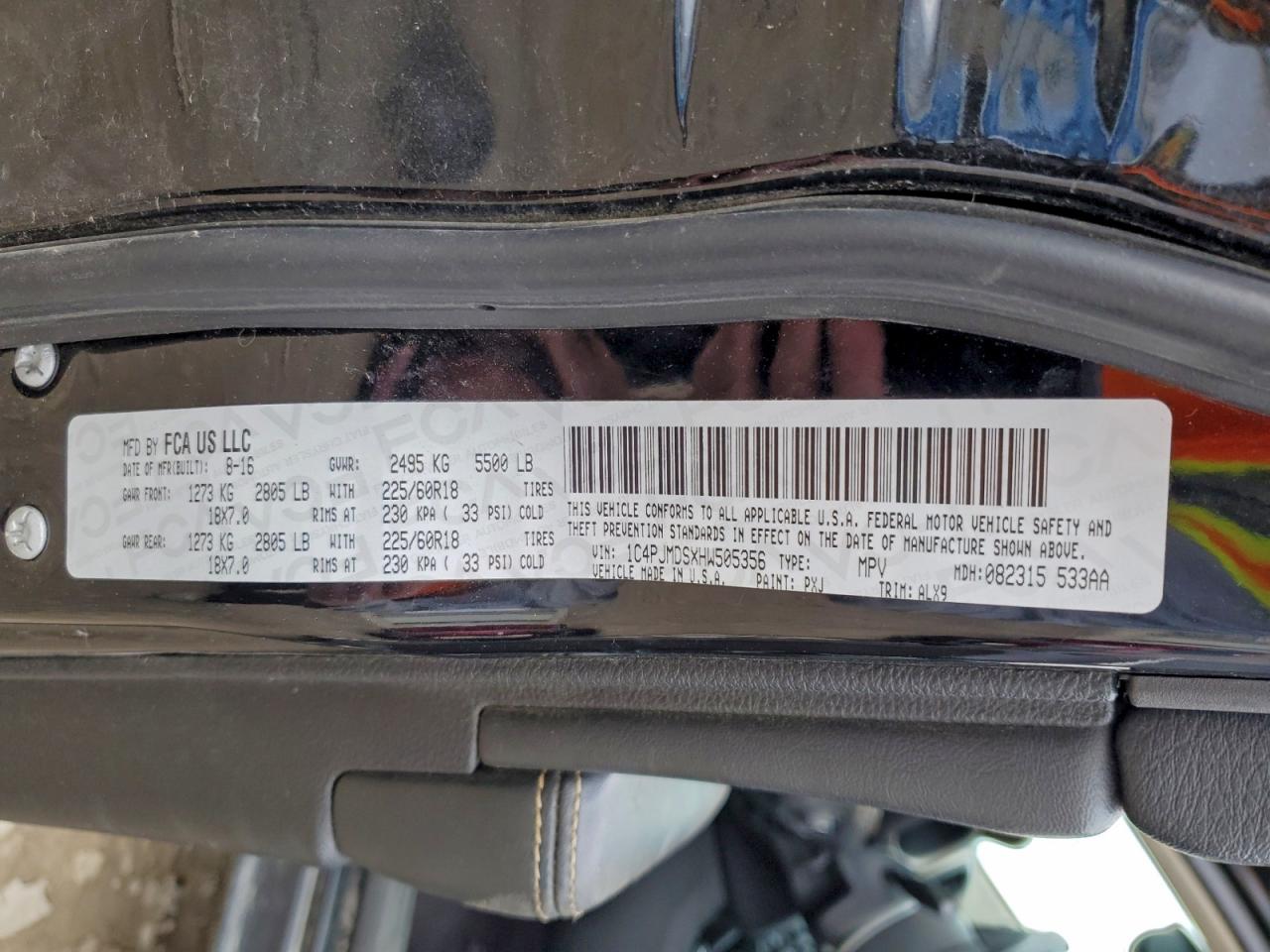 2017 Jeep Cherokee Limited VIN: 1C4PJMDSXHW505356 Lot: 93876185