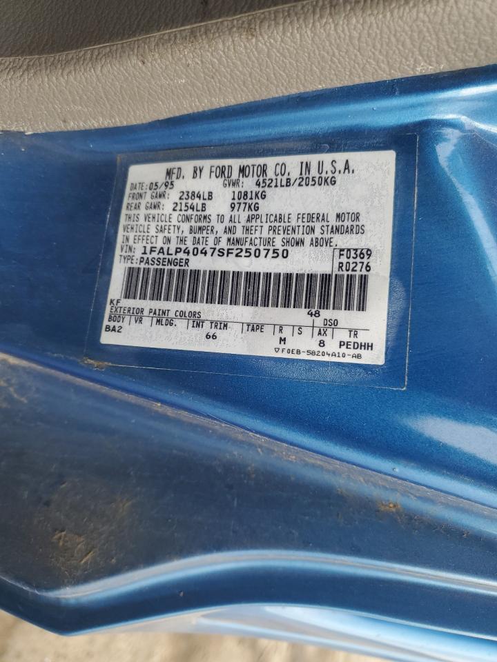 1995 Ford Mustang VIN: 1FALP4047SF250750 Lot: 90885985