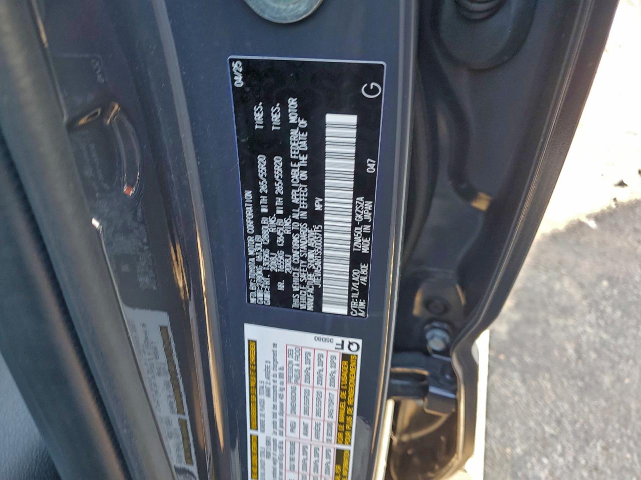 2025 Toyota 4Runner Sr5 VIN: JTEVA5AR1S5003715 Lot: 92854985