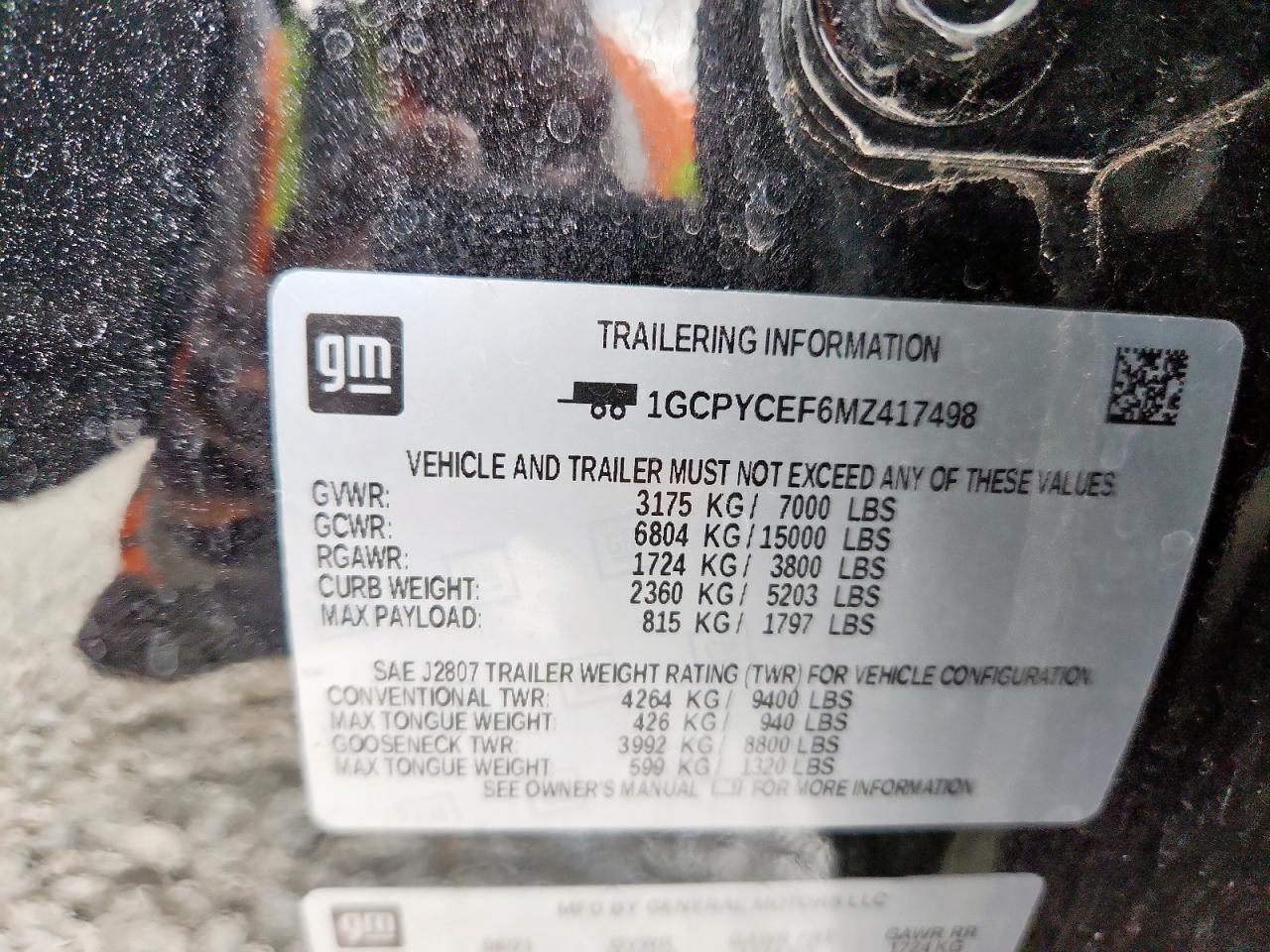 2021 Chevrolet Silverado K1500 Trail Boss Custom VIN: 1GCPYCEF6MZ417498 Lot: 93887305