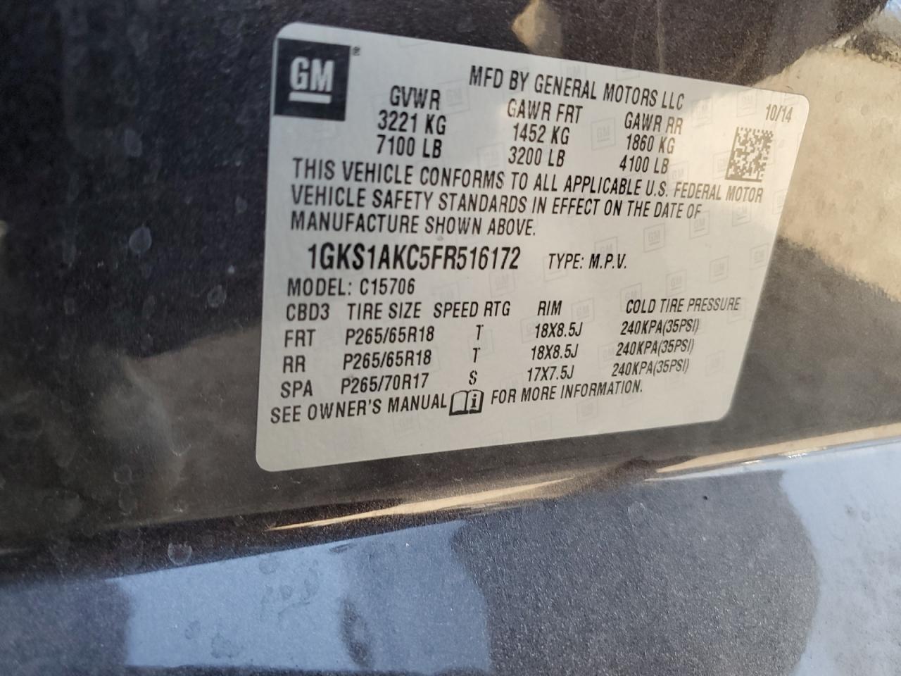 2015 GMC Yukon Sle VIN: 1GKS1AKC5FR516172 Lot: 92818575