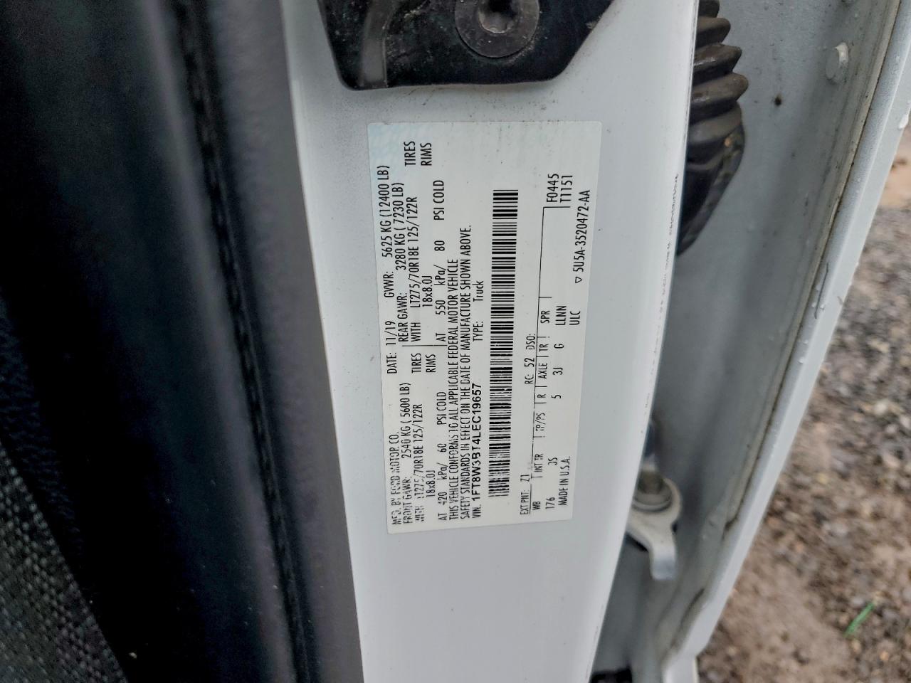 2020 Ford F350 Super Duty VIN: 1FT8W3BT4LEC19657 Lot: 94645805