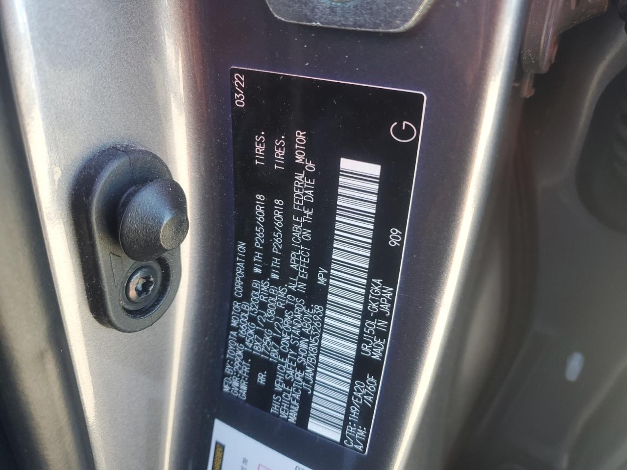 2022 Lexus Gx 460 VIN: JTJAM7BX8N5326938 Lot: 91828375