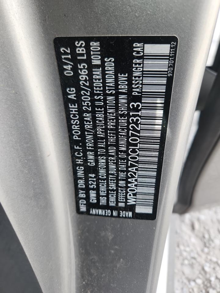 2012 Porsche Panamera 2 VIN: WP0AA2A70CL072313 Lot: 93322295