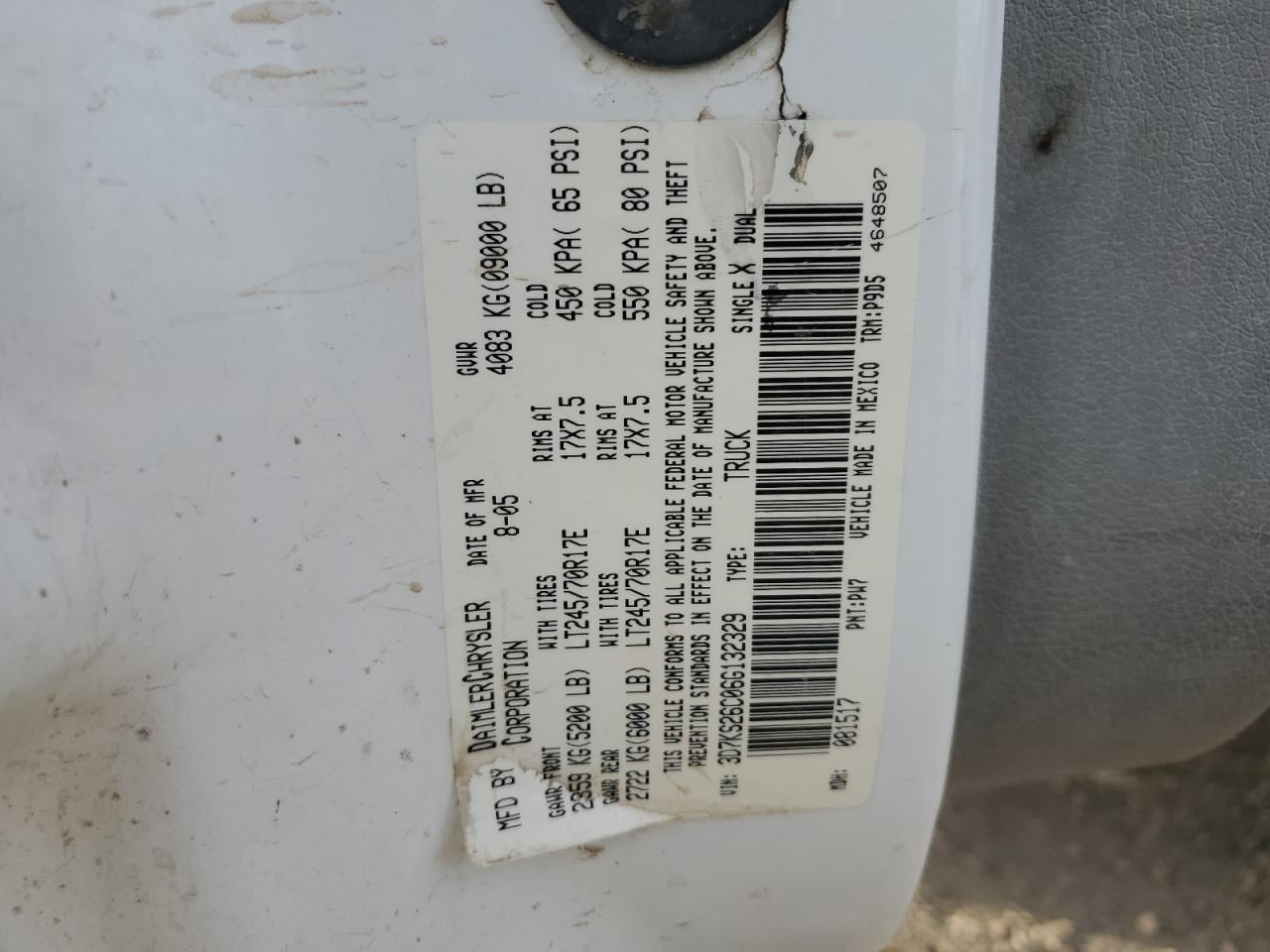 2006 Dodge Ram 2500 St VIN: 3D7KS26C06G132329 Lot: 90455895