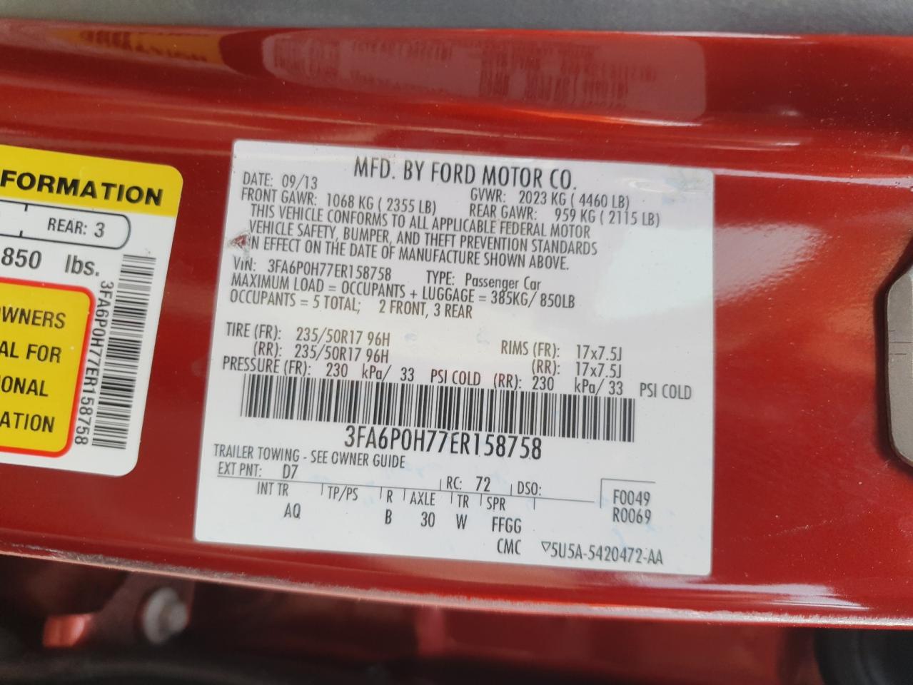 2014 Ford Fusion Se VIN: 3FA6P0H77ER158758 Lot: 91278985