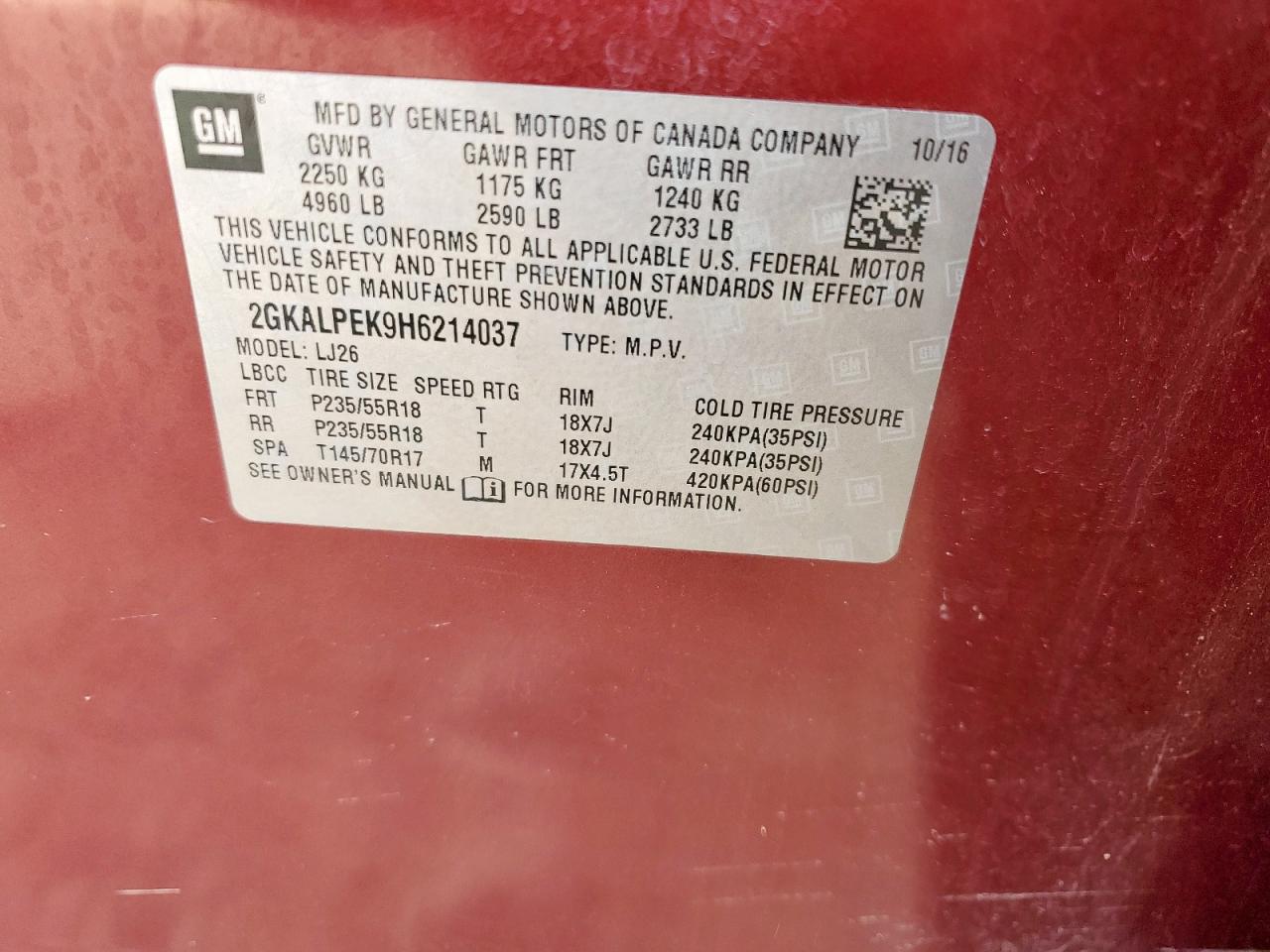 2017 GMC Terrain Slt VIN: 2GKALPEK9H6214037 Lot: 92850625