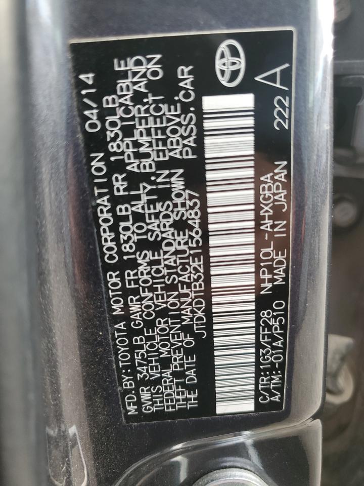 2014 Toyota Prius C VIN: JTDKDTB32E1564837 Lot: 93542165