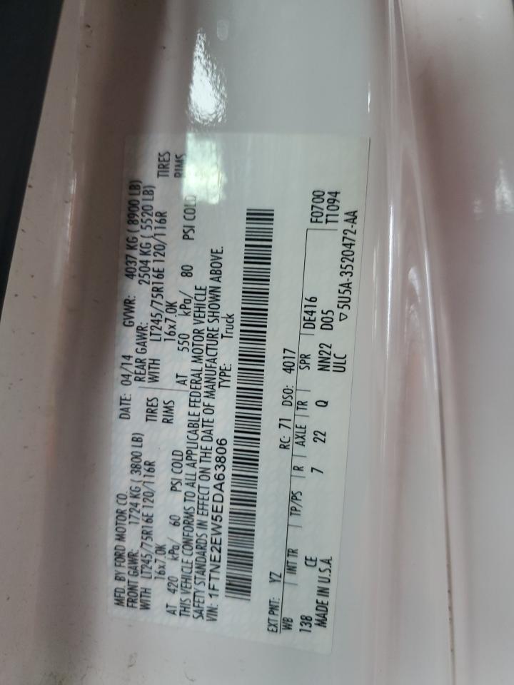 2014 Ford Econoline E250 Van VIN: 1FTNE2EW5EDA63806 Lot: 91327505