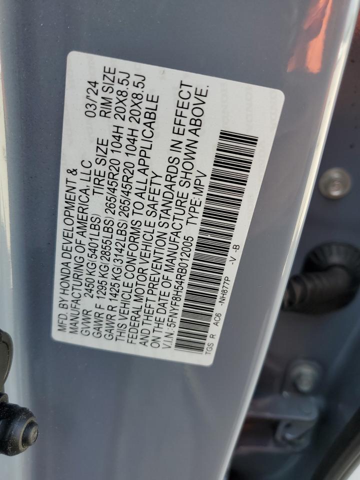 2024 Honda Passport Exl VIN: 5FNYF8H54RB012005 Lot: 93173615