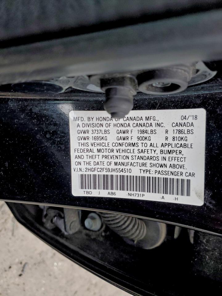 2018 Honda Civic Lx VIN: 2HGFC2F59JH554510 Lot: 94427035