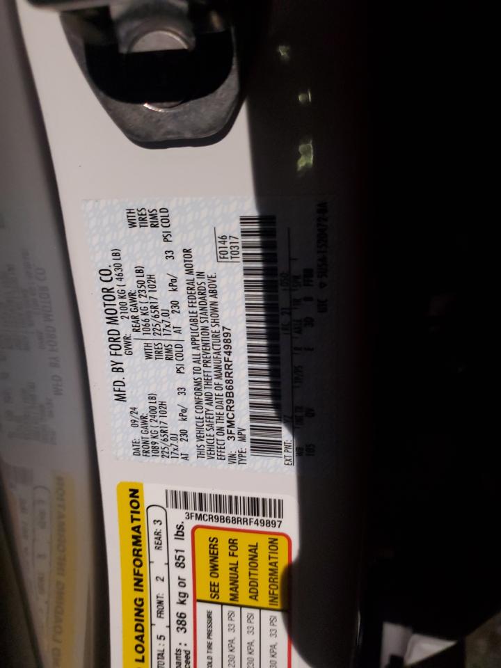 2024 Ford Bronco Sport Big Bend VIN: 3FMCR9B68RRF49897 Lot: 91355665