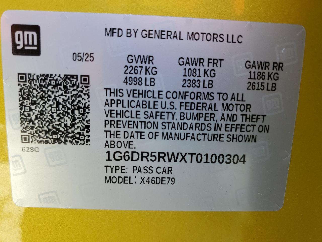 2026 Cadillac Ct5-V VIN: 1G6DR5RWXT0100304 Lot: 93367955