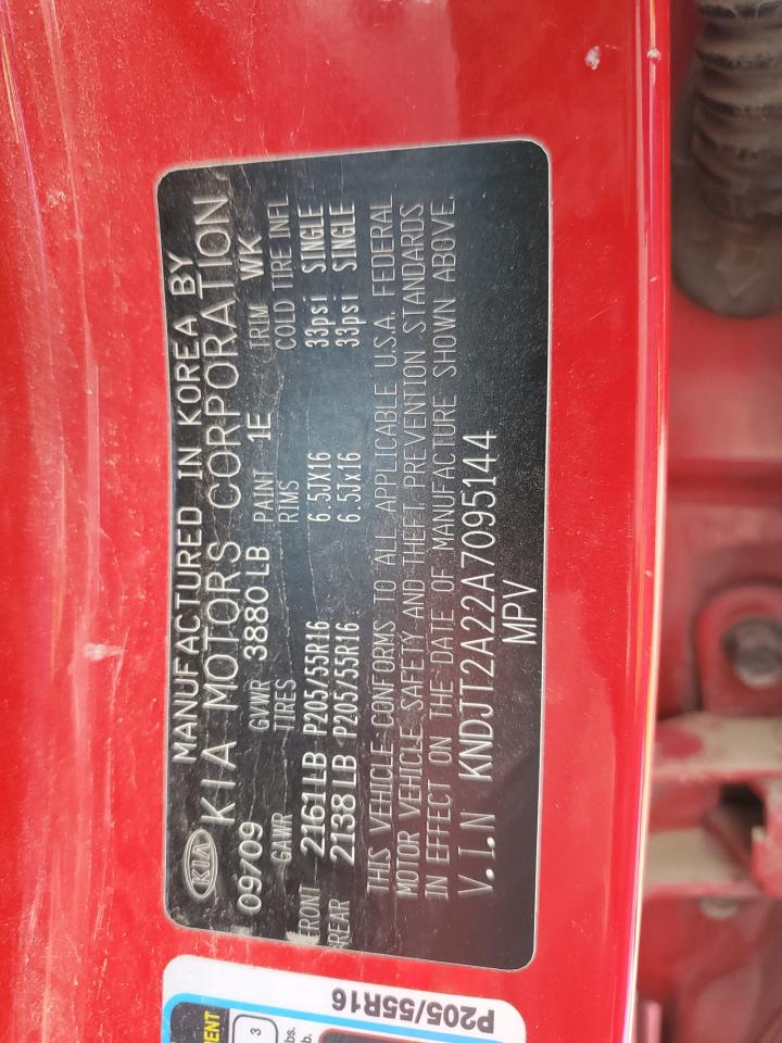 2010 Kia Soul + VIN: KNDJT2A22A7095144 Lot: 92709955