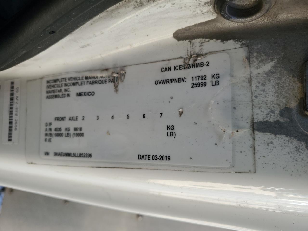 2020 International Mv607 VIN: 3HAEUMML5LL852336 Lot: 84176625