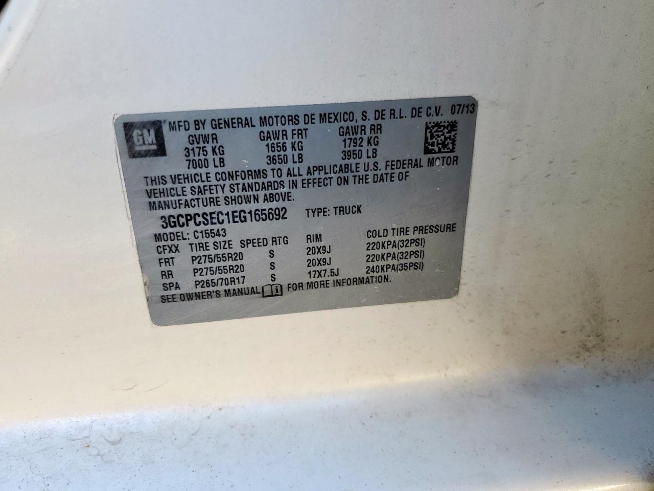 2014 Chevrolet Silverado C1500 Ltz VIN: 3GCPCSEC1EG165692 Lot: 92538245