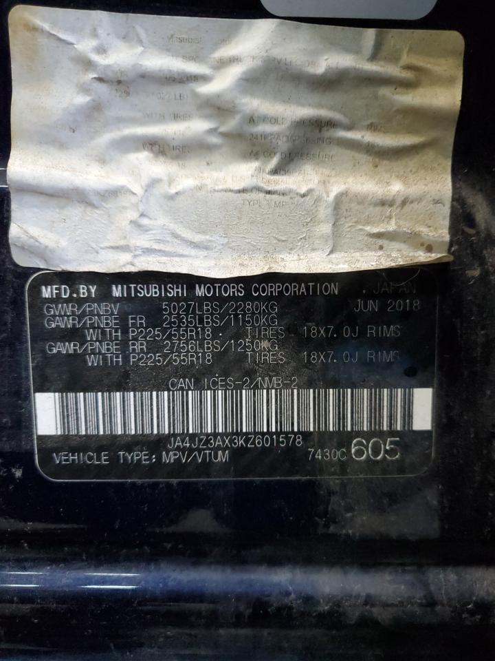 2019 Mitsubishi Outlander Se VIN: JA4JZ3AX3KZ601578 Lot: 93340155