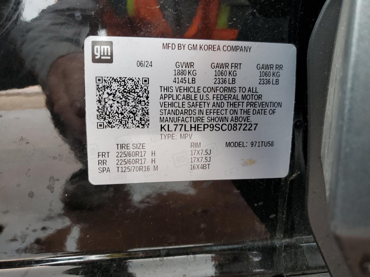 2025 Chevrolet Trax 1Lt VIN: KL77LHEP9SC087227 Lot: 93885295