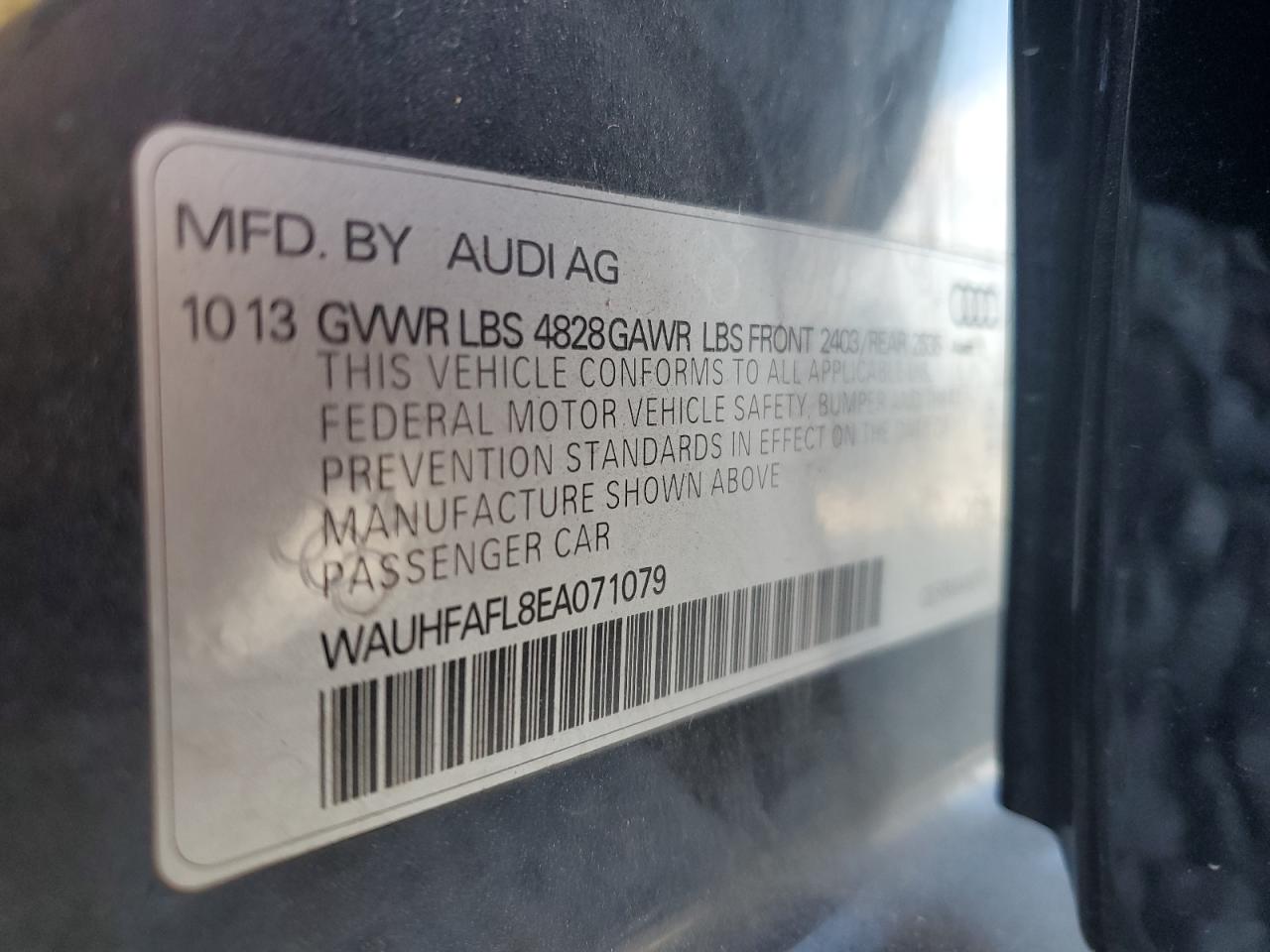 2014 Audi A4 Premium Plus VIN: WAUHFAFL8EA071079 Lot: 90596415