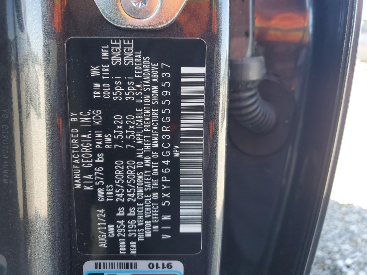 2024 Kia Telluride S VIN: 5XYP64GC3RG559537 Lot: 91467875