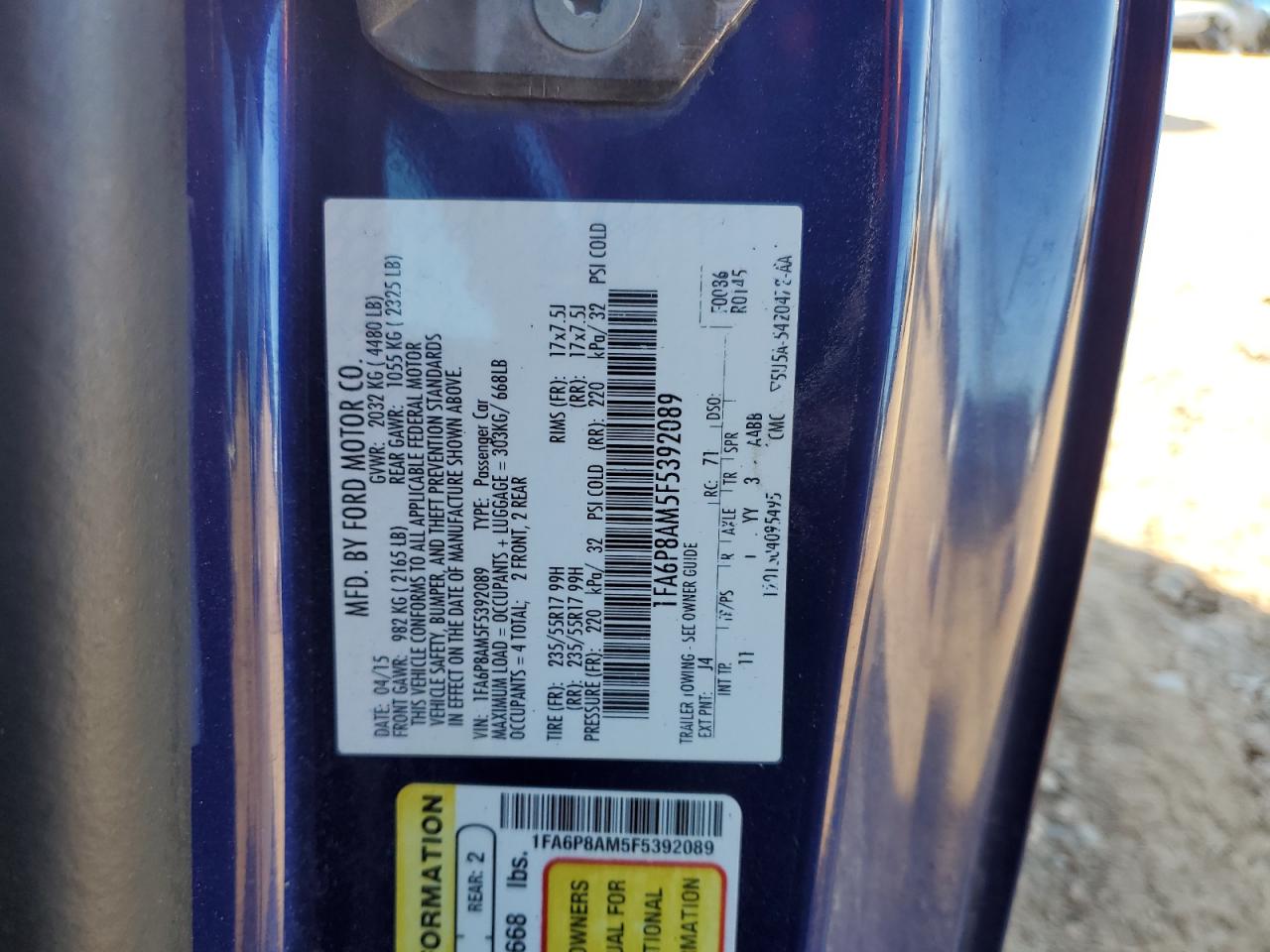 2015 Ford Mustang VIN: 1FA6P8AM5F5392089 Lot: 90977715