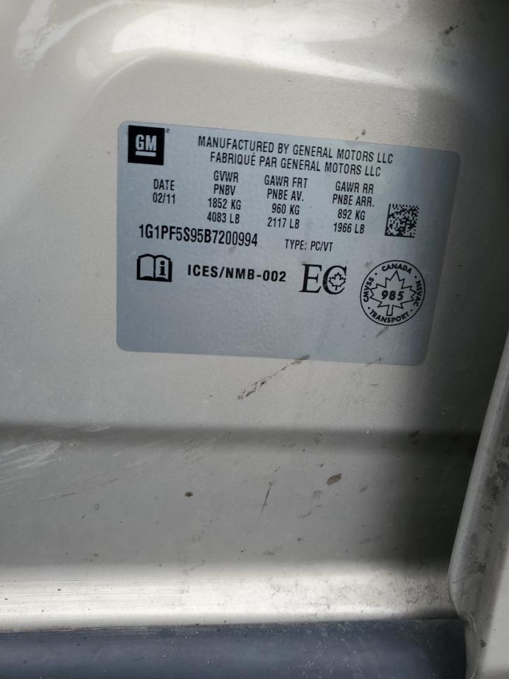 2011 Chevrolet Cruze Lt VIN: 1G1PF5S95B7200994 Lot: 92747375