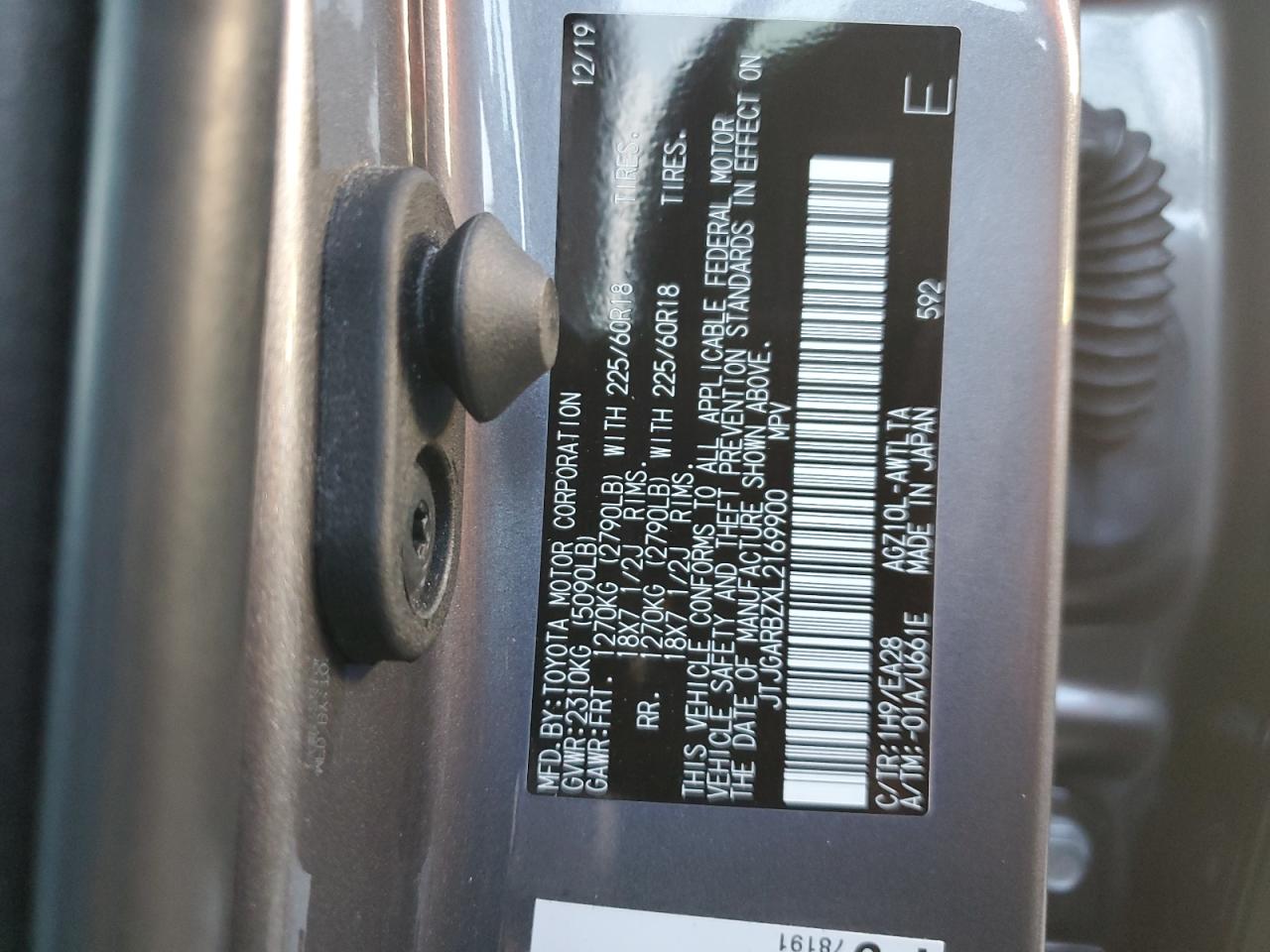 2020 Lexus Nx 300 VIN: JTJGARBZXL2169900 Lot: 92285845