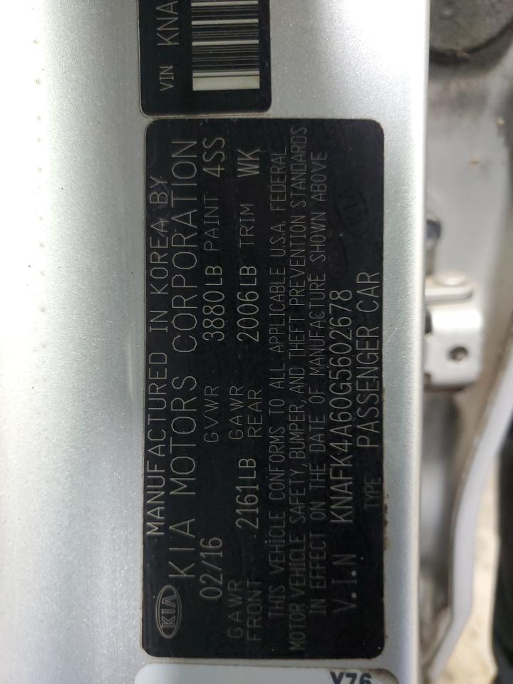 2016 Kia Forte Lx VIN: KNAFK4A60G5602678 Lot: 93209915