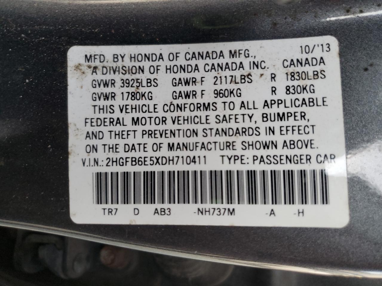 2013 Honda Civic Si VIN: 2HGFB6E5XDH710411 Lot: 92727665