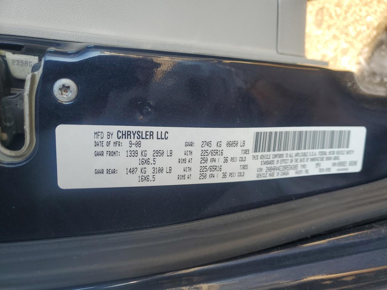 2009 Chrysler Town & Country Lx VIN: 2A8HR44E39R534305 Lot: 90385825