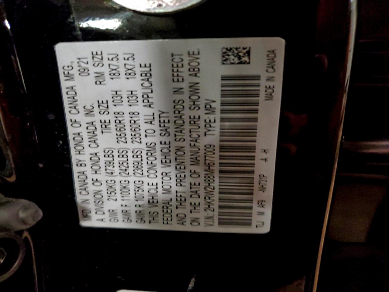 2021 Honda Cr-V Exl VIN: 2HKRW2H88MH677009 Lot: 93299915