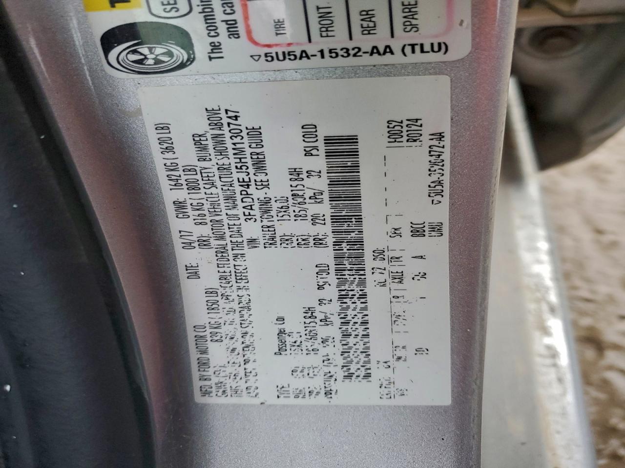 2017 Ford Fiesta Se VIN: 3FADP4EJ5HM130747 Lot: 94097735