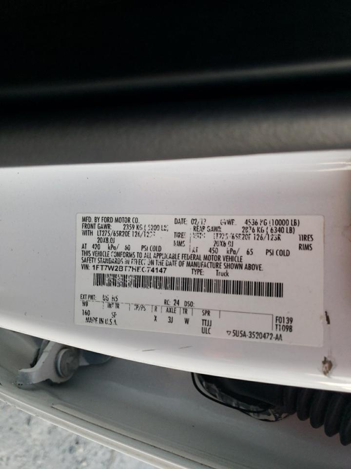 2017 Ford F250 Super Duty VIN: 1FT7W2BT7HEC74147 Lot: 91197775