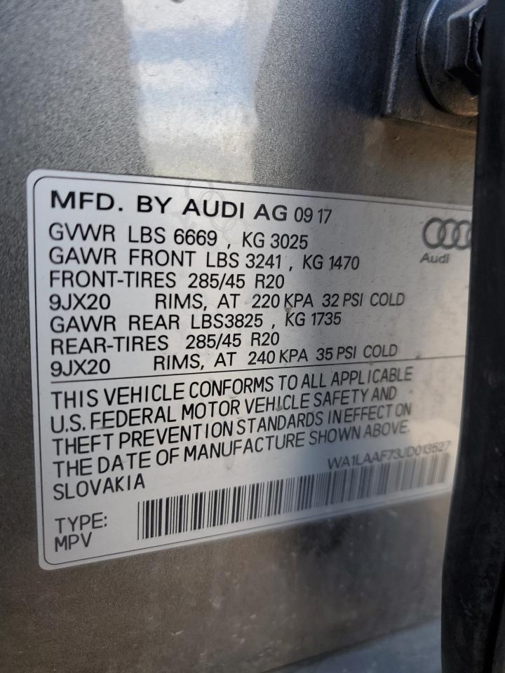 2018 Audi Q7 Premium Plus VIN: WA1LAAF73JD013527 Lot: 93012575