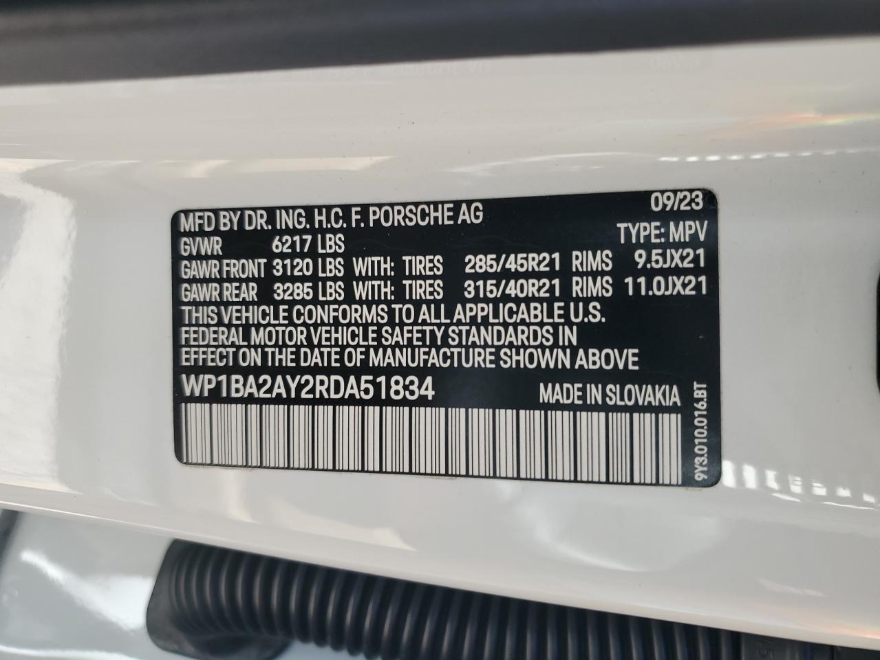 2024 Porsche Cayenne Coupe VIN: WP1BA2AY2RDA51834 Lot: 93859675