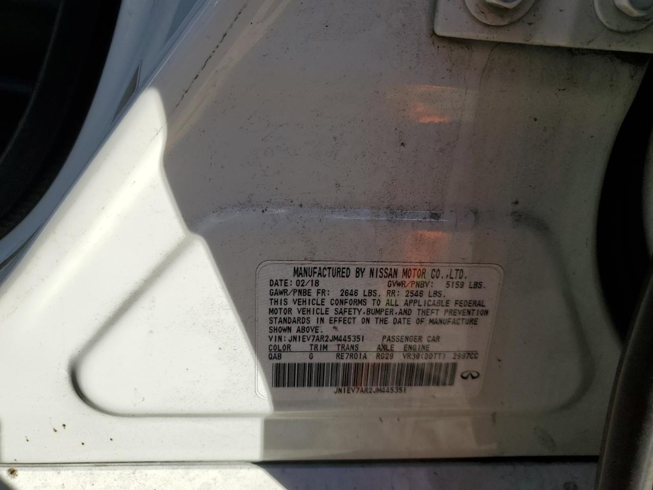 2018 Infiniti Q50 Luxe VIN: JN1EV7AR2JM445351 Lot: 92996455