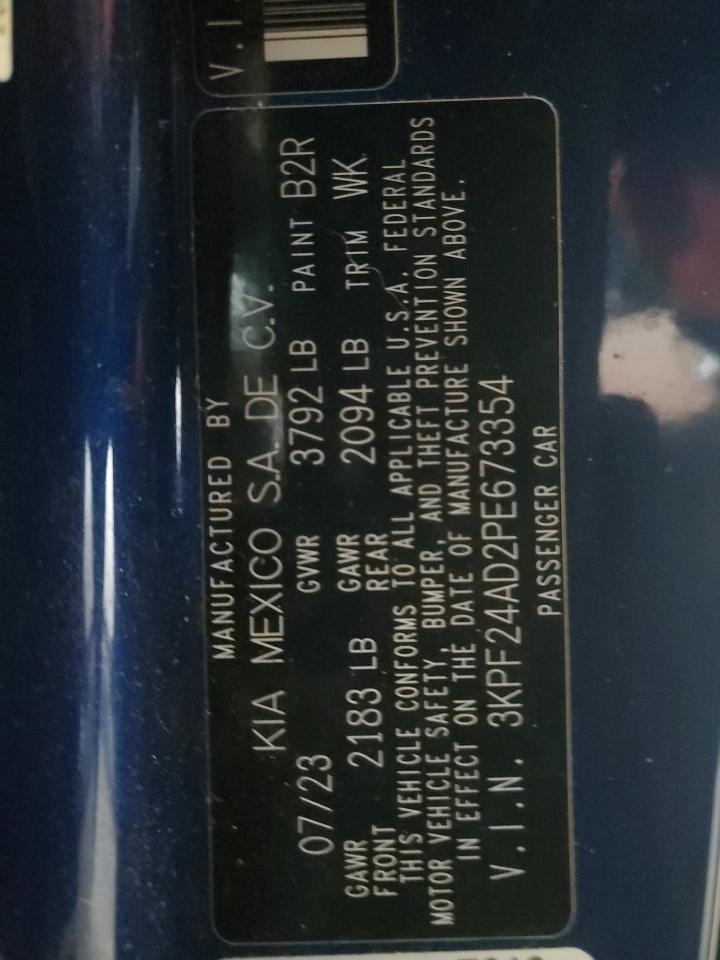 2023 Kia Forte Lx VIN: 3KPF24AD2PE673354 Lot: 92627065