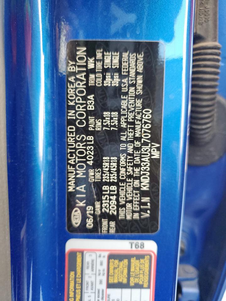 2020 Kia Soul Ex VIN: KNDJ33AU3L7076760 Lot: 92802465