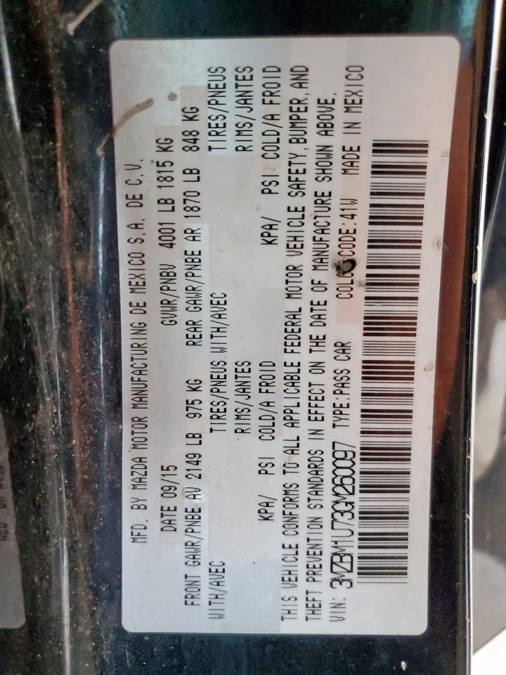 2016 Mazda 3 Sport VIN: 3MZBM1U73GM260097 Lot: 92801665