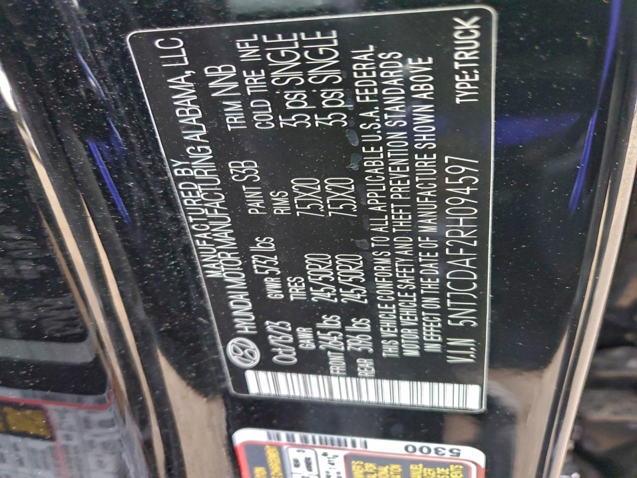 2024 Hyundai Santa Cruz Night VIN: 5NTJCDAF2RH094597 Lot: 93751645