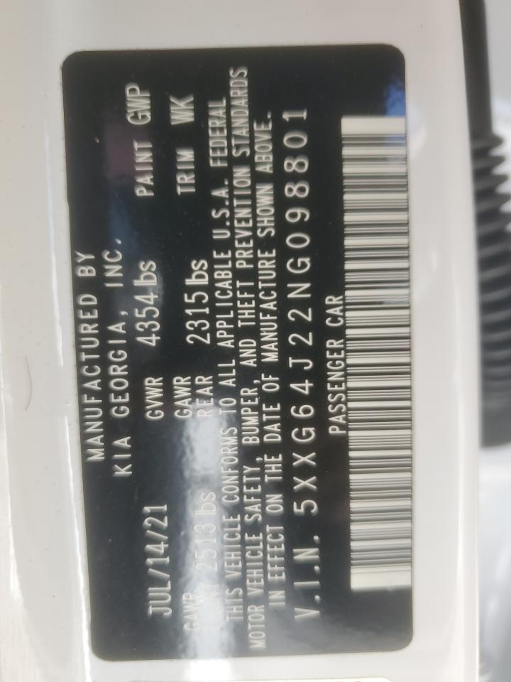 2022 Kia K5 Gt Line VIN: 5XXG64J22NG098801 Lot: 92342055