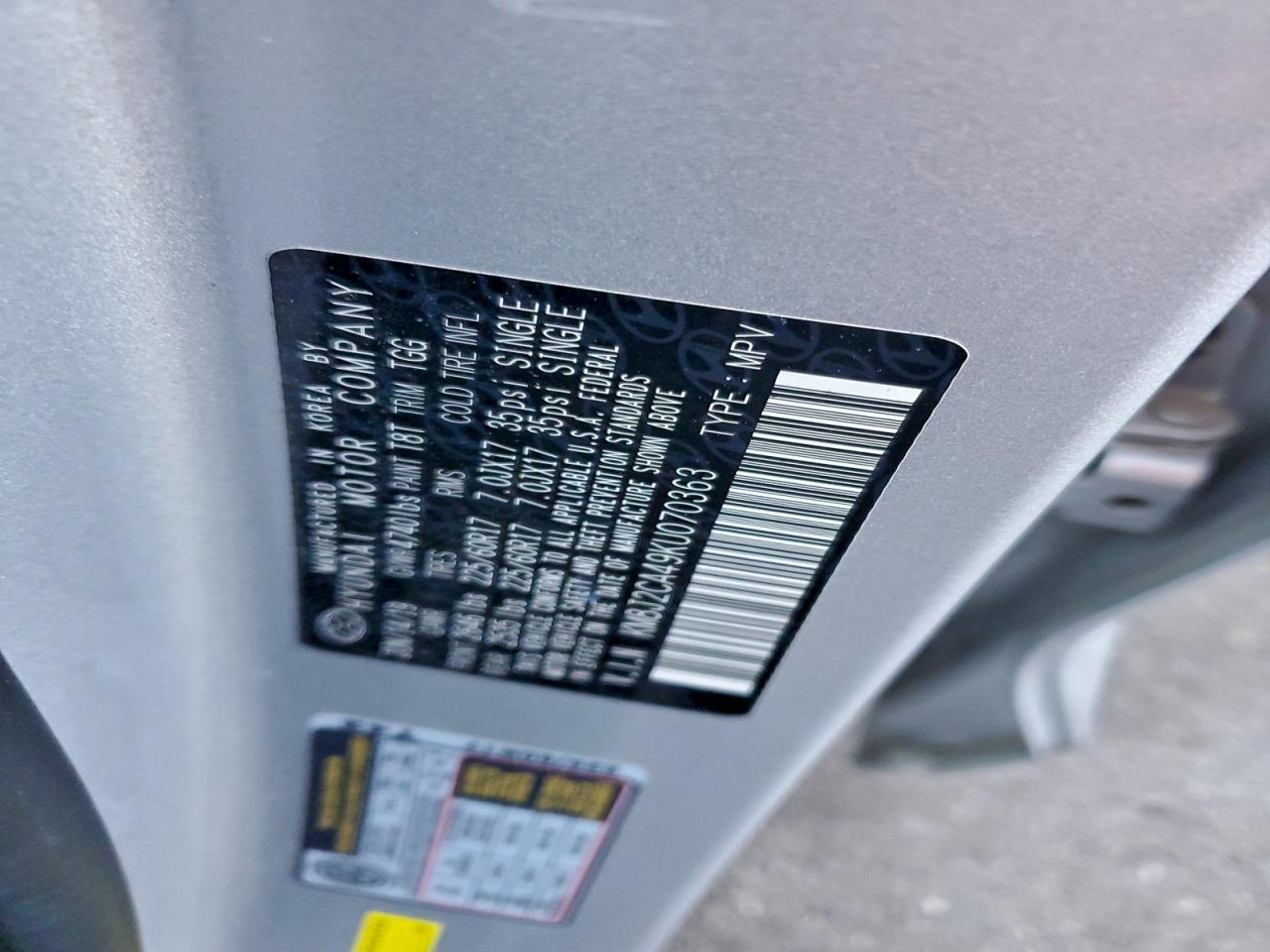 2019 Hyundai Tucson Se VIN: KM8J2CA49KU070363 Lot: 93273985