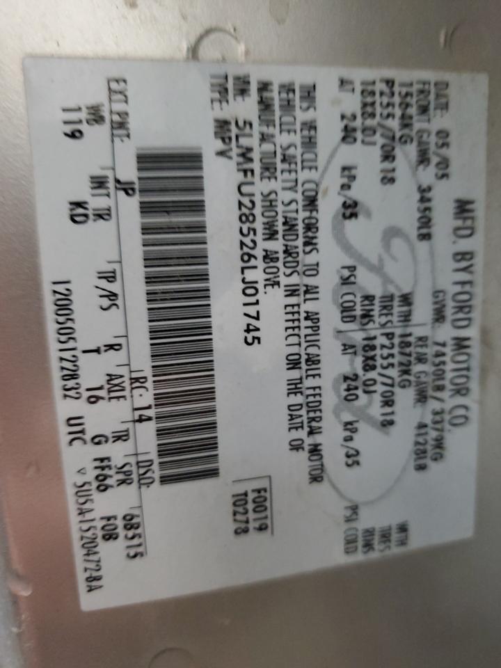 2006 Lincoln Navigator VIN: 5LMFU28526LJ01745 Lot: 90888605