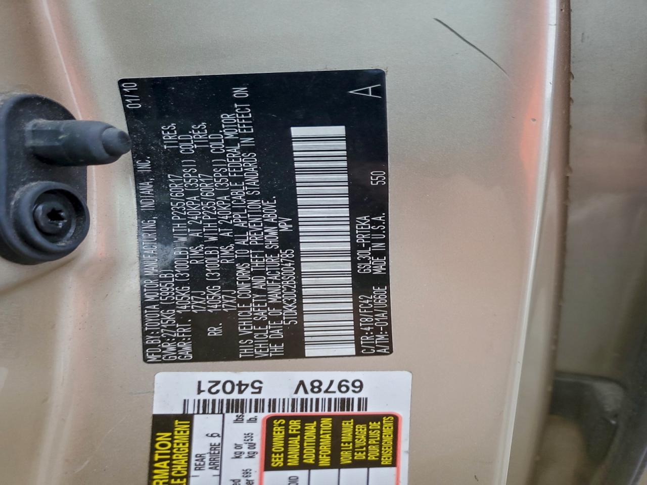 2011 Toyota Sienna Le VIN: 5TDKK3DC2BS004785 Lot: 92495865