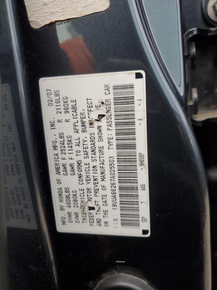 2007 Acura Tl VIN: 19UUA66267A025503 Lot: 92799095