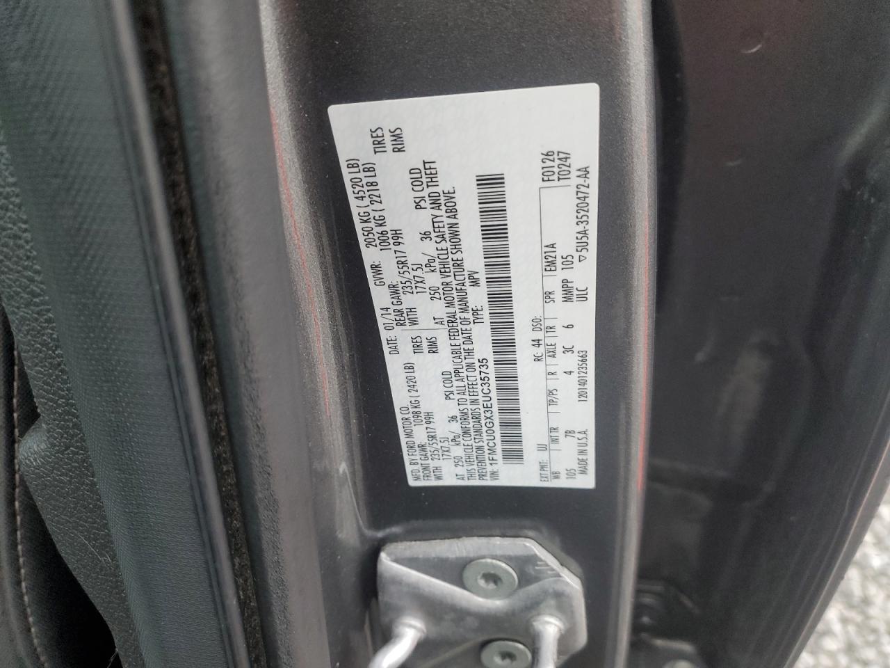 2014 Ford Escape Se VIN: 1FMCU0GX3EUC35735 Lot: 93242985