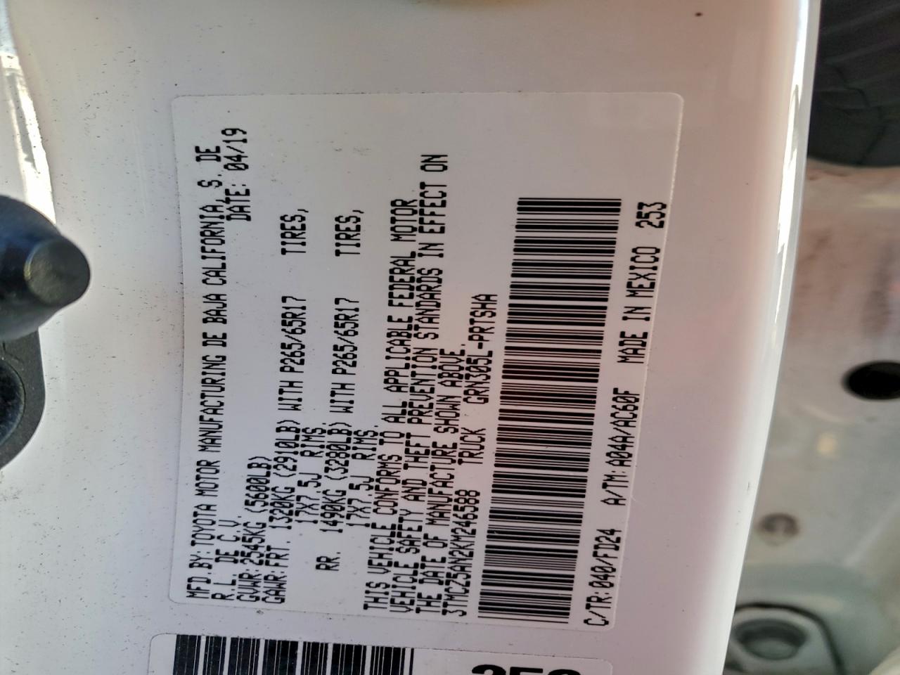 2019 Toyota Tacoma Double Cab VIN: 3TMCZ5AN2KM246588 Lot: 92739135