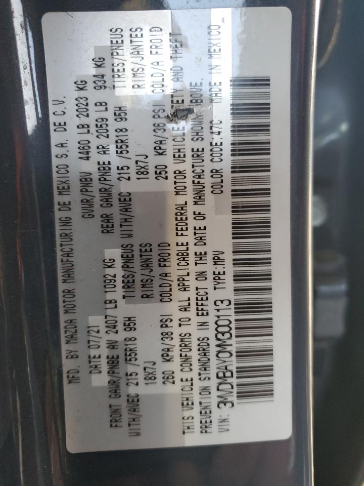 2021 Mazda Cx-30 VIN: 3MVDMBAY0MM300113 Lot: 92323285