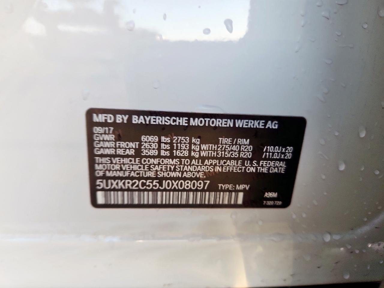 2018 BMW X5 Sdrive35I VIN: 5UXKR2C55J0X08097 Lot: 92402795