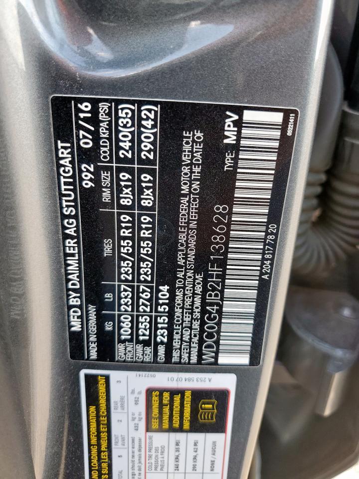 2017 Mercedes-Benz Glc 300 VIN: WDC0G4JB2HF138628 Lot: 90356525